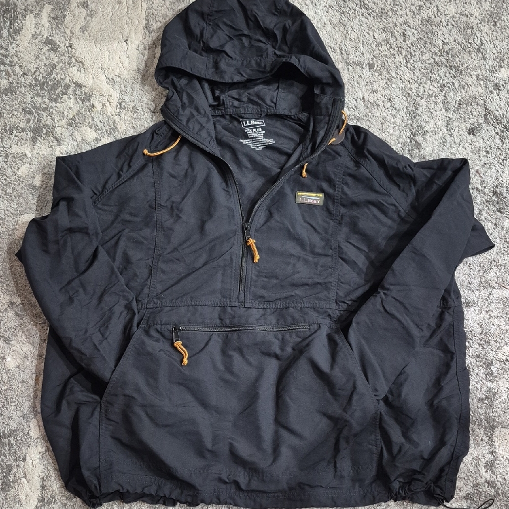 L.L. Bean Black Hooded Windbreaker